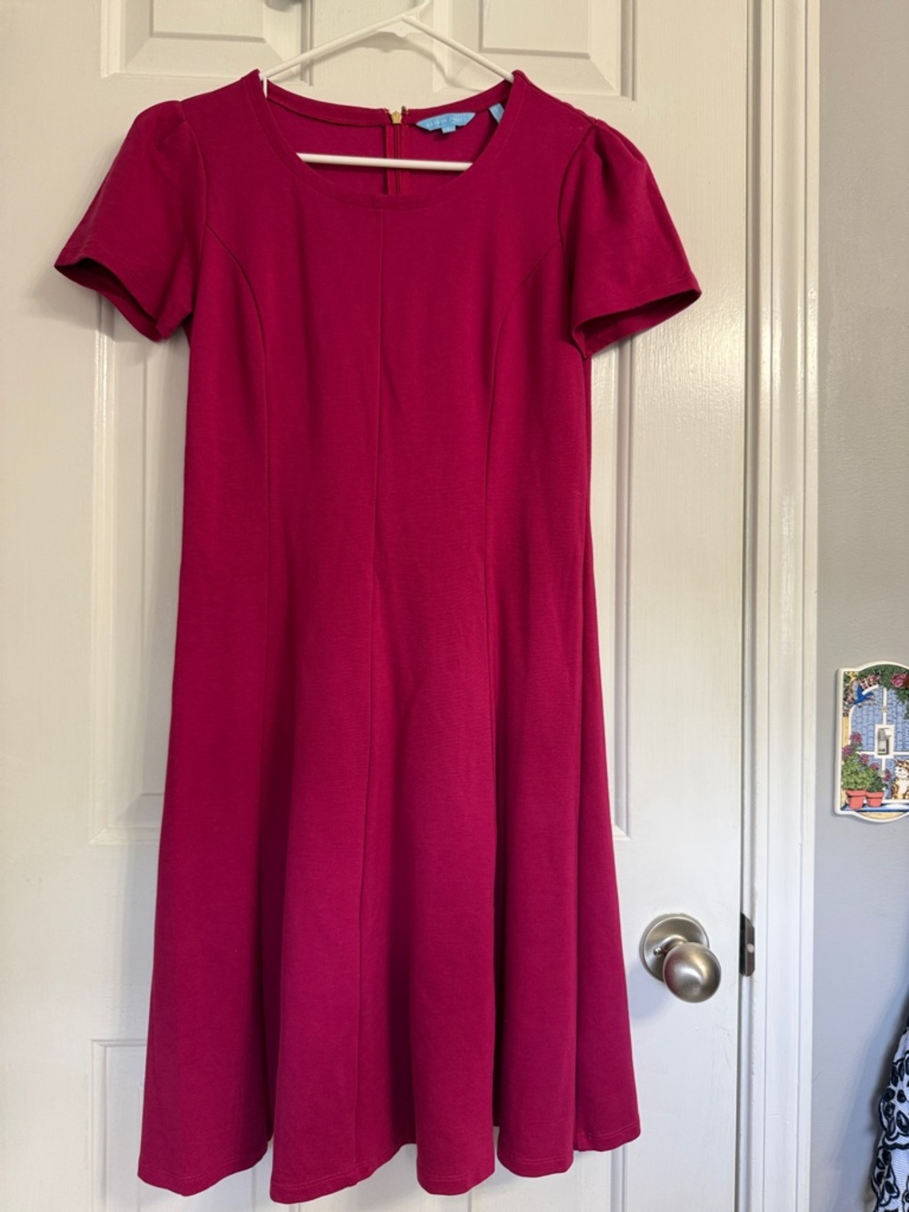 Draper James Magenta Short-Sleeve Fit-and-Flare Dress